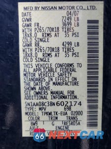 Zdjęcie 13 z 13 samochodu: 2008 NISSAN ARMADA SE VIN:5N1AA08C38N602174 - miniatura