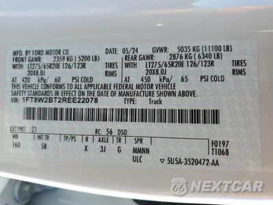 Zdjęcie 14 z 14 samochodu: 2024 FORD F250 SUPER DUTY VIN:1FT8W2BT2REE22078 - miniatura