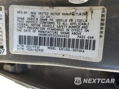 Zdjęcie 13 z 13 samochodu: 2005 TOYOTA COROLLA CE VIN:1NXBR32E55Z444429 - miniatura