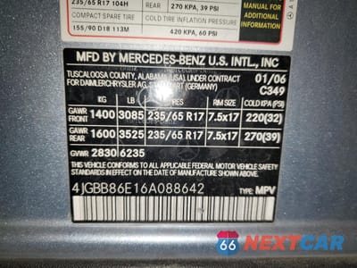 Zdjęcie 13 z 13 samochodu: 2006 MERCEDES-BENZ ML 350 VIN:4JGBB86E16A086642 - miniatura