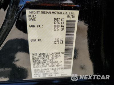 Zdjęcie 14 z 14 samochodu: 2016 NISSAN ALTIMA 2.5 VIN:1N4AL3AP6GC168958 - miniatura