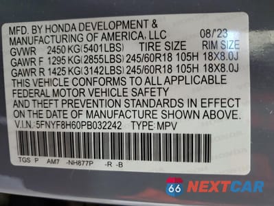 Zdjęcie 13 z 14 samochodu: 2023 HONDA PASSPORT TRAIL SPORT VIN:5FNYF8H60PB032242 - miniatura