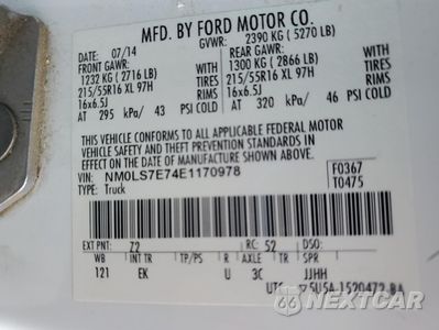 Zdjęcie 12 z 12 samochodu: 2014 FORD TRANSIT CONNECT XL VIN:NM0LS7E74E1170978 - miniatura