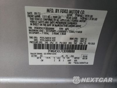 Zdjęcie 12 z 12 samochodu: 2012 FORD FLEX SEL VIN:2FMGK5CC7CBD08888 - miniatura