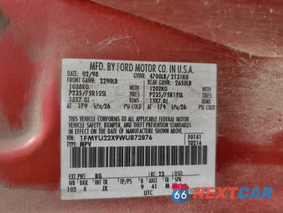 Zdjęcie 15 z 15 samochodu: 1998 FORD EXPLORER VIN:1FMYU22X9WUB72876 - miniatura
