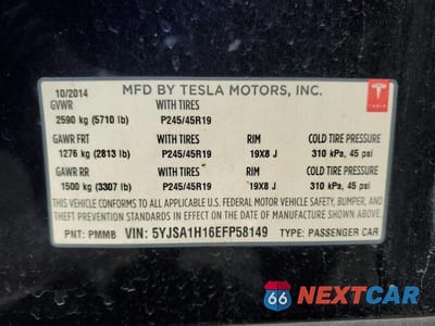 Zdjęcie 12 z 12 samochodu: 2014 TESLA MODEL S VIN:5YJSA1H16EFP58149 - miniatura