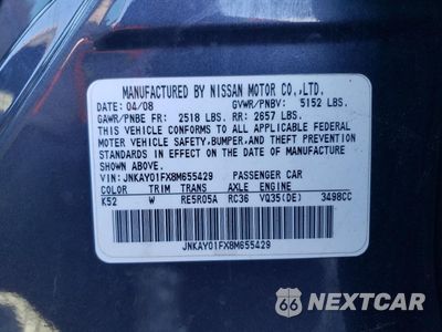 Zdjęcie 12 z 12 samochodu: 2008 INFINITI M35 BASE VIN:JNKAY01FX8M655429 - miniatura