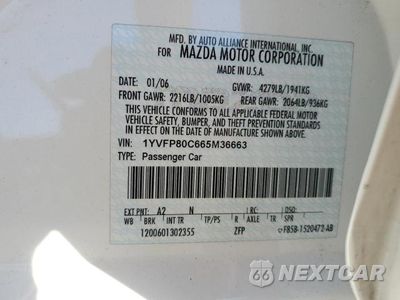 Zdjęcie 12 z 12 samochodu: 2006 MAZDA 6 I VIN:1YVFP80C665M36663 - miniatura