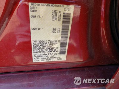 Zdjęcie 12 z 13 samochodu: 2017 NISSAN ALTIMA 2.5 VIN:1N4AL3AP1HC265504 - miniatura