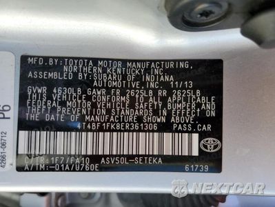 Zdjęcie 12 z 12 samochodu: 2014 TOYOTA CAMRY L VIN:4T4BF1FK8ER361306 - miniatura