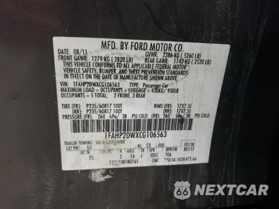 Zdjęcie 13 z 13 samochodu: 2012 FORD TAURUS SE VIN:1FAHP2DWXCG106563 - miniatura