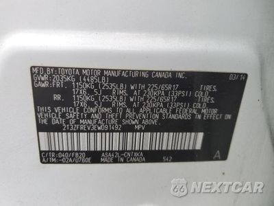 Zdjęcie 13 z 13 samochodu: 2014 TOYOTA RAV4 LE VIN:2T3ZFREV3EW091492 - miniatura