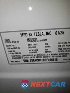 Zdjęcie 12 z 12 samochodu: 2025 TESLA MODEL X VIN:7SAXCDE50SF465516 - miniatura