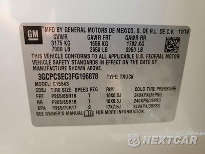 Zdjęcie 14 z 14 samochodu: 2015 CHEVROLET SILVERADO C1500 LTZ VIN:3GCPCSEC3FG196878 - miniatura