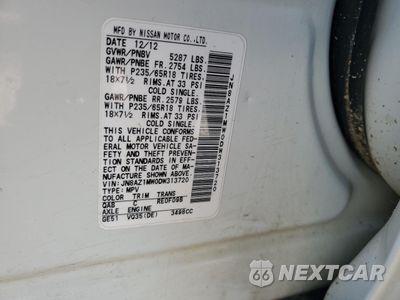 Zdjęcie 15 z 15 samochodu: 2013 NISSAN MURANO S VIN:JN8AZ1MW0DW313720 - miniatura