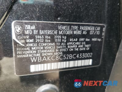 Zdjęcie 12 z 12 samochodu: 2011 BMW 750 LXI VIN:WBAKC8C52BC433002 - miniatura