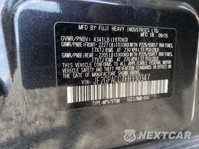 Zdjęcie 15 z 15 samochodu: 2015 SUBARU XV CROSSTREK 2.0 PREMIUM VIN:JF2GPACC7FH330347 - miniatura