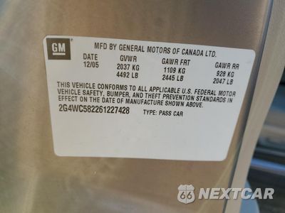 Zdjęcie 12 z 12 samochodu: 2006 BUICK LACROSSE CX VIN:2G4WC582261227428 - miniatura