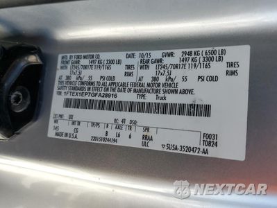 Zdjęcie 13 z 13 samochodu: 2016 FORD F150 SUPER CAB VIN:1FTEX1EP7GFA28916 - miniatura