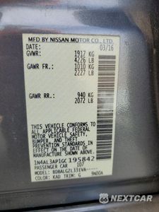 Zdjęcie 14 z 14 samochodu: 2016 NISSAN ALTIMA 2.5 VIN:1N4AL3AP1GC195842 - miniatura