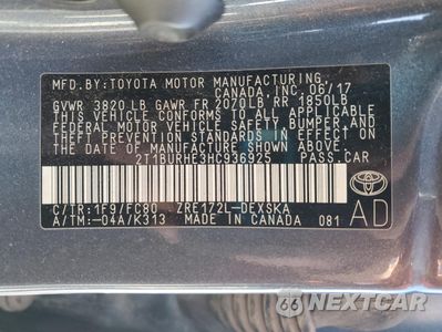 Zdjęcie 12 z 13 samochodu: 2017 TOYOTA COROLLA L VIN:2T1BURHE3HC936925 - miniatura