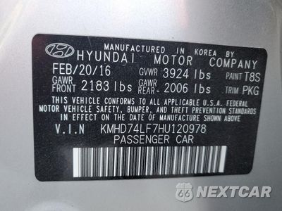 Zdjęcie 14 z 14 samochodu: 2017 HYUNDAI ELANTRA SE VIN:KMHD74LF7HU120978 - miniatura
