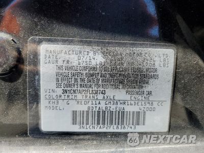 Zdjęcie 14 z 14 samochodu: 2015 NISSAN VERSA S VIN:3N1CN7AP2FL838743 - miniatura