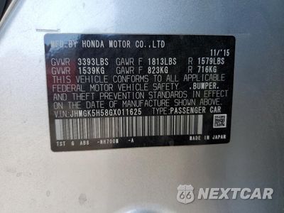 Zdjęcie 14 z 14 samochodu: 2016 HONDA FIT LX VIN:JHMGK5H58GX011625 - miniatura