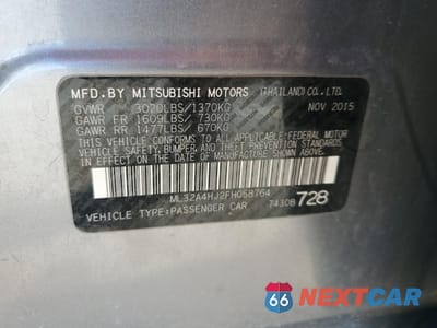 Zdjęcie 15 z 15 samochodu: 2015 MITSUBISHI MIRAGE ES VIN:ML32A4HJ2FH058764 - miniatura