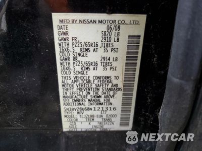 Zdjęcie 13 z 13 samochodu: 2008 NISSAN QUEST S VIN:5N1BV28U68N121316 - miniatura