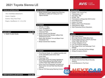 Zdjęcie 13 z 14 samochodu: 2021 TOYOTA SIENNA LE VIN:5TDKRKEC4MS044079 - miniatura