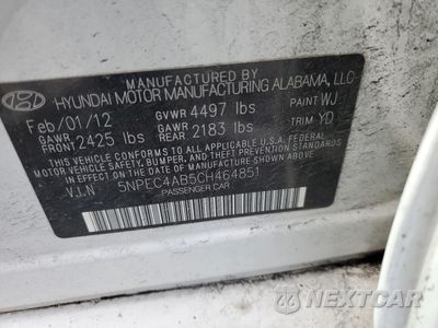 Zdjęcie 12 z 12 samochodu: 2012 HYUNDAI SONATA SE VIN:5NPEC4AB5CH464851 - miniatura