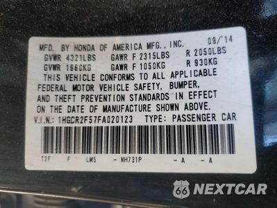 Zdjęcie 12 z 12 samochodu: 2015 HONDA ACCORD SPORT VIN:1HGCR2F57FA020123 - miniatura