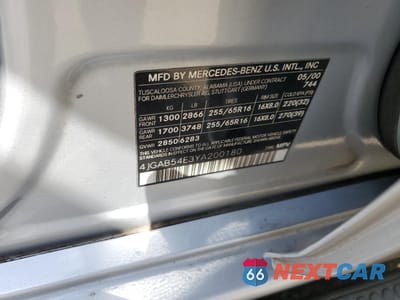 Zdjęcie 15 z 15 samochodu: 2000 MERCEDES-BENZ ML 320 VIN:4JGAB54E3YA200180 - miniatura