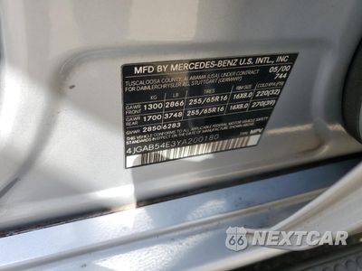 Zdjęcie 15 z 15 samochodu: 2000 MERCEDES-BENZ ML 320 VIN:4JGAB54E3YA200180 - miniatura