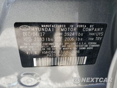Zdjęcie 13 z 13 samochodu: 2018 HYUNDAI ELANTRA SEL VIN:KMHD84LF3JU609686 - miniatura