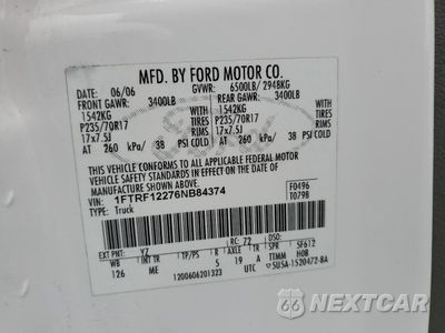 Zdjęcie 12 z 12 samochodu: 2006 FORD F150 VIN:1FTRF12276NB84374 - miniatura