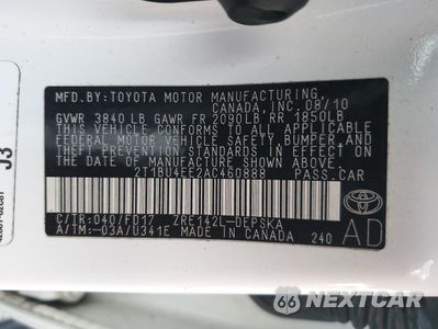 Zdjęcie 14 z 14 samochodu: 2010 TOYOTA COROLLA BASE VIN:2T1BU4EE2AC460888 - miniatura