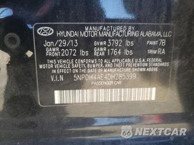 Zdjęcie 12 z 12 samochodu: 2013 HYUNDAI ELANTRA VIN:5NPDH4AE4DH285399 - miniatura