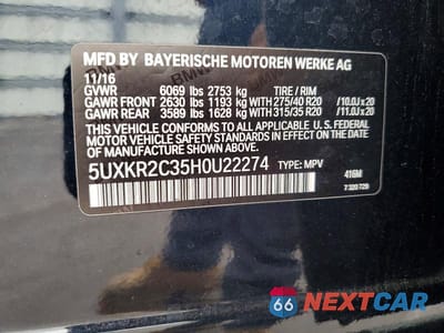 Zdjęcie 14 z 14 samochodu: 2017 BMW X5 SDRIVE35I VIN:5UXKR2C35H0U22274 - miniatura