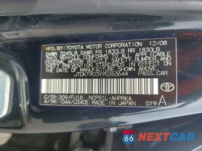 Zdjęcie 12 z 12 samochodu: 2009 TOYOTA YARIS BASE VIN:JTDKT903X95263644 - miniatura