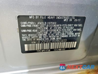 Zdjęcie 12 z 12 samochodu: 2013 SUBARU XV CROSSTREK 2.0 LIMITED VIN:JF2GPAGC2D2860400 - miniatura