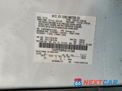 Zdjęcie 12 z 12 samochodu: 2018 FORD TAURUS VIN:1FAHP2D89JG141268 - miniatura