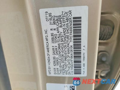 Zdjęcie 12 z 12 samochodu: 2019 HONDA ACCORD LX VIN:1HGCV1F16KA136104 - miniatura