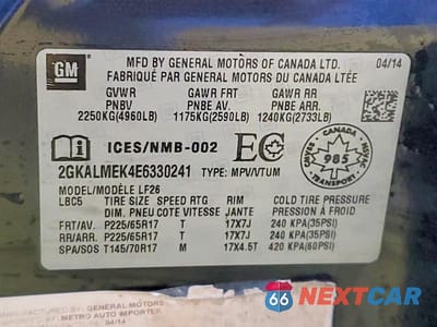 Zdjęcie 13 z 13 samochodu: 2014 GMC TERRAIN SLE VIN:2GKALMEK4E6330241 - miniatura