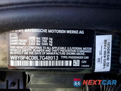 Zdjęcie 12 z 12 samochodu: 2020 BMW I3 REX VIN:WBY8P4C08L7G48913 - miniatura