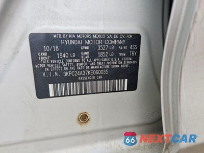 Zdjęcie 12 z 12 samochodu: 2019 HYUNDAI ACCENT SE VIN:3KPC24A37KE060035 - miniatura