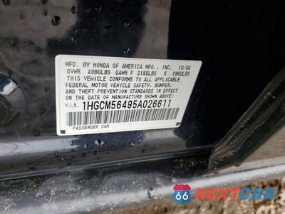Zdjęcie 12 z 12 samochodu: 2005 HONDA ACCORD LX VIN:1HGCM56495A026611 - miniatura