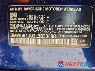 Zdjęcie 12 z 12 samochodu: 2020 BMW 330I VIN:3MW5R1J03L8B30488 - miniatura
