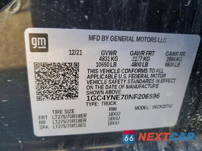 Zdjęcie 12 z 12 samochodu: 2022 CHEVROLET SILVERADO VIN:1GC4YNE70NF206596 - miniatura